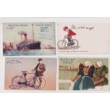 Postcards, Transport Adverts, inc. White Star Olympic, BP, Royal Enfield Bikes, Velox Tyres, Red
