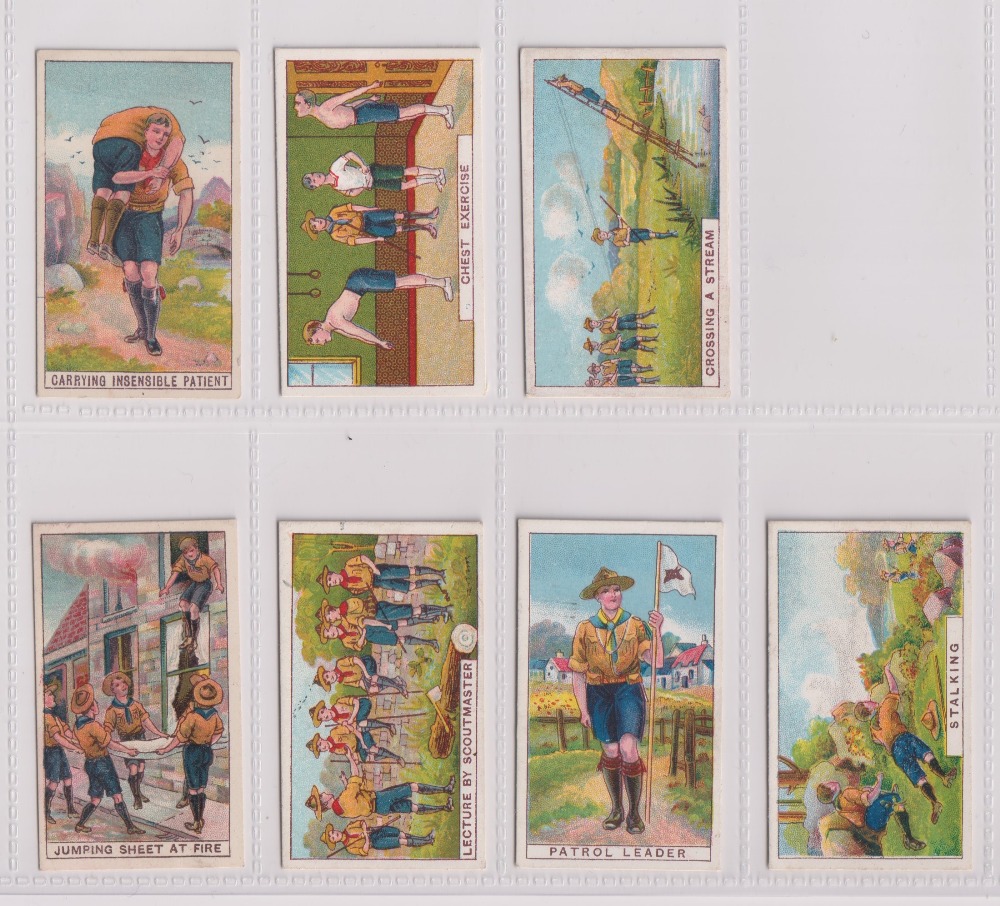 Trade cards, Pascall's, Boy Scout Series, 7 cards, all with 'Parlour Stores' backs, Carrying