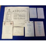 Football, a group of five wartime menus, some with signatures, relating to Dutch army matches in UK,