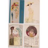Postcards, Raphael Kirchner, Moderne Madchen, girl’s heads, Mikado (3), Les Parfums – Patchovli, w.