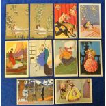 Postcards, Art Deco, gilded, Romance, Children, in style of Meschini, Bertiglia, modern (1)(gd/vg)