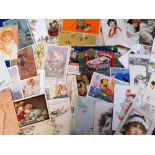Postcards, a good illustrated glamour, pretty girl and children's art collection of approx. 70