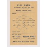 Football programme, Reading v Clapton Orient, 6 January 1945, Football League South (single sheet,