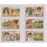 Cigarette cards, USA, Goodwin's, Games & Sports Series, 6 cards, Dumb Bell Raising, Foot Race,