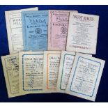 Horse Racing, Racecards, 9 racecards, 7 1920's, 1 1934 & 1 1940, Kempton Park 1922 (x6) includes