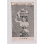 Cigarette card, Phillips, Beauties, PLUMS (Black & White front), type card, ref H186, picture no
