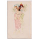 Postcard, Raphael Kirchner, Moderne Madchen 1129 by Meissner & Buch, UB,(slight album corner