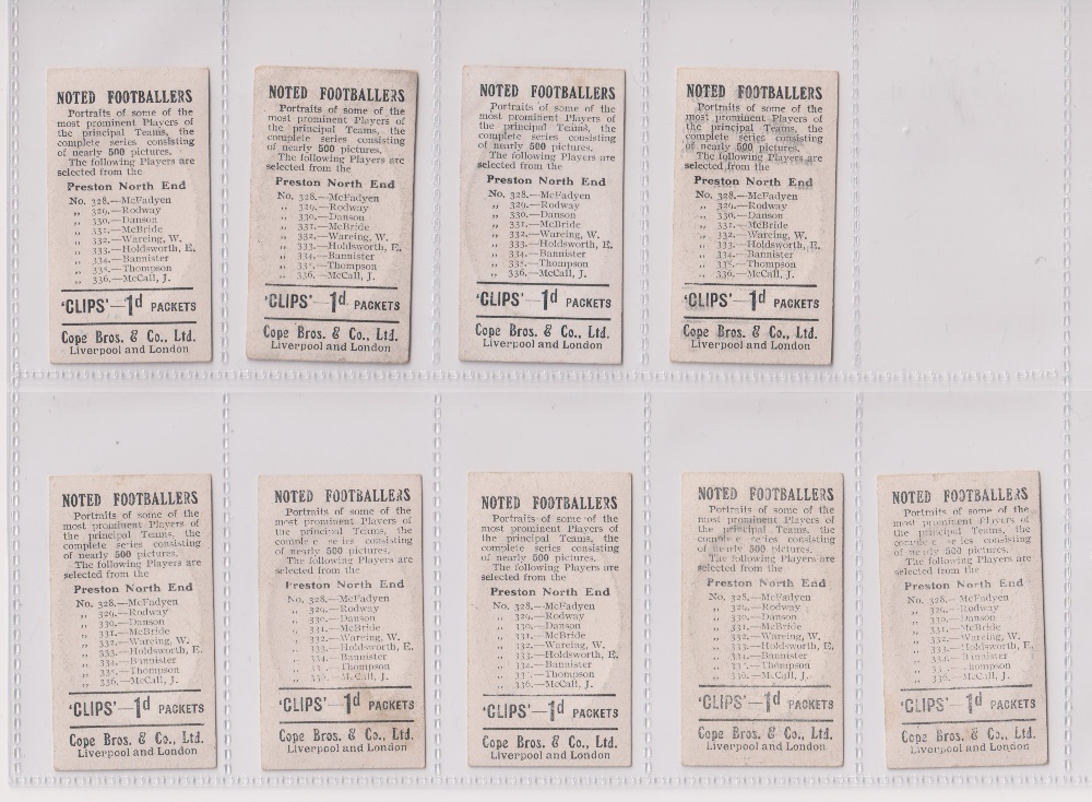 Cigarette cards, Cope's, Noted Footballers (Clips, 500 subjects), 18 cards, Blackburn Rovers (9), - Image 4 of 4