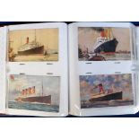 Postcards, Merchant Shipping, a modern album containing approx. 150 cards of White Star, Cunard &