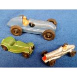 Toys, Dinky Mercedes 1946 23C racing car, Dinky 35b Midget Racer and Dinky midget tourer (gd) (3)