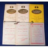Tobacco advertising, F & J Smith, six Company price lists for May 1909, January 1912, August 1914,