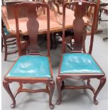 Matched set of ten mahogany Queen Anne style dining chairs with vase splats and on cabriole forelegs