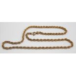 14ct gold rope twist necklace, stamped 585, length 40cm, weight 7.6g approx