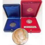 Bronze medallion; together with two cased replica medallions (3).