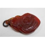 Chinese carved stone pendant, length 40mm