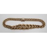 9ct gold graduated curb link bracelet, length 20cm, weight 28.4g approx