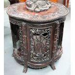 Good 19th Century Chinese hardwood two-tier circular lobed table, the lobed top with carved edge