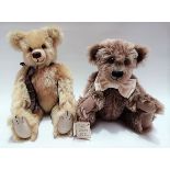 Two modern handmade mohair Cornish teddy bears, one by Raggy Dolls of Falmouth, the other by Pipsu