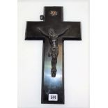 19th Century bronze and slate Corpus Christie crucifix, height 40cm