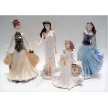 Four modern Royal Worcester lady figures.