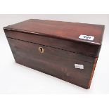 19th Century rosewood three-section tea caddy, width 30cm