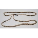 Pearl double row graduated necklace with 9ct white gold clasp, length 38cm