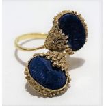 Modern 18k Lapis Lazuli set designer ring, stamped S18K, weight 7.6g approx.