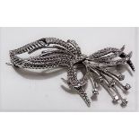 Attractive white metal, possibly platinum, diamond and floral spray openwork brooch by Mappin &