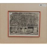 TANAKA RYOHEI Thatched Shed Etching Signed and dated '66 Artist's proof 20.5cm x 26.5cm