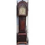 Cornish mahogany cased eight day long case clock, the arched 14in dial signed Beringer, Helstone,