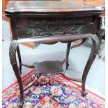 Victorian ladies' writing desk, the serpentine moulded top with green leather gilt tooled writing