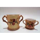 Royal Worcester blush ivory loving cup, foliate decorated, height 6cm; together with a Royal