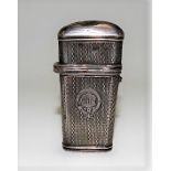 Victorian Etui case by Aston & Co, with engine turned decoration and monogram engraved cartouche,