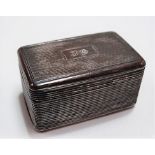 William IV silver engine turned nutmeg grater of rectangular form by Nathaniel Mills, the hinged lid