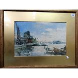 WILLIAM EWART LOCKHART 'High Tide at Kew Bridge' Watercolour Signed, inscribed and dated 1895 31cm x