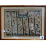 18th Century hand coloured copper road map engraving 'The Road from Exeter to Barnstaple and then to