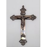 White metal crucifix, height 15.5cm, weight 31g approx.