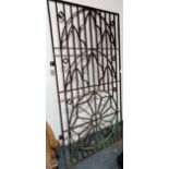 Large wrought iron Gothic style garden gate, height 205cm x width 114cm.