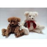 Two modern handmade mohair teddy bears, one by The English Teddy Bear Company, the other by Deeko