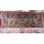 Modern Persian silk hand knotted rug with pink ground, width 100cm
