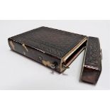 19th Century pressed tortoiseshell rectangular card case, height 7.5cm