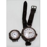 Early 20th Century silver lug wristwatch with 25mm white enamel dial with Arabic numerals,