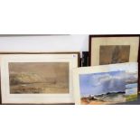 A collection of six various watercolours together with three unframed watercolours, some signed