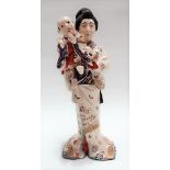 Japanese satsuma figure modelled as a Geisha woman holding a child, height 29cm (AF)