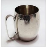 Edwardian silver plain Christening cup, engraved 'A', maker JTH JHM, Birmingham 1908, weight 3.