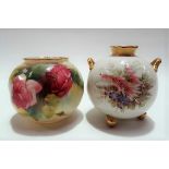 Royal Worcester ovoid blush ivory vase painted with roses and signed Sainsbury, no. G161, height 6.