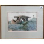 KEN SYMONDS 'Arsenic Furnace Botallack' Watercolour and pencil Signed Inscribed to the back 22cm x