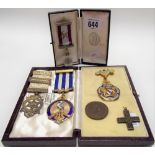 Four Masonic jewels, one in silver gilt together with a Masonic pendant and medallion and two