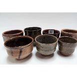 Collection of seven Tim Lake Studio Pottery Unomi.