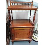 Victorian mahogany two-tier wotnot, the top with turned gallery, upon four baluster turned